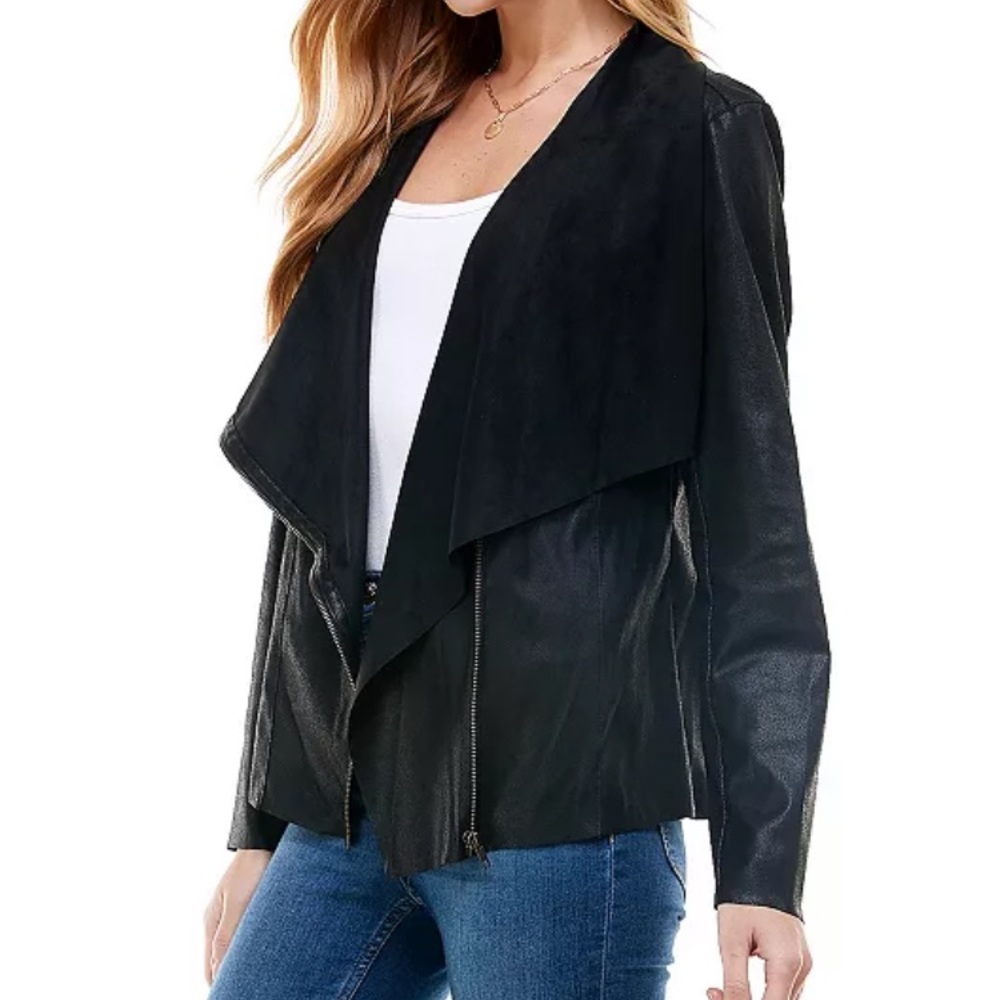 ❌SOLD❌ Black Moto jacket lightweight asymmetrical